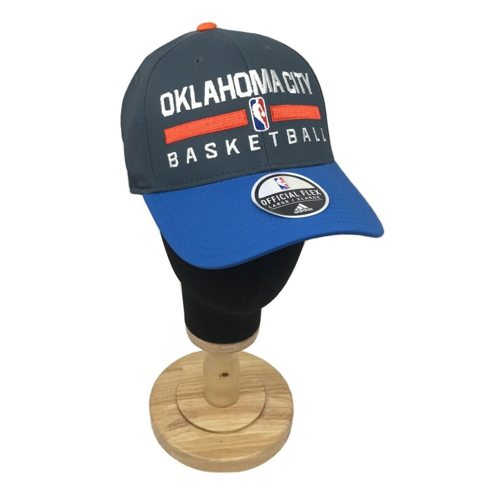 NBA Adidas Oklahoma City Basketball Hat Embroidered Fitted Sz L XL Gray Blue NOS